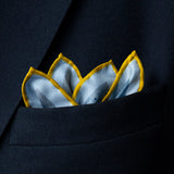 'American Patrol' WW2 fighters silk pocket square in blue & white (42 x 42cm)