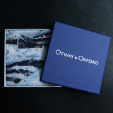 'American Patrol' WW2 fighters silk pocket square in blue & white (42 x 42cm)