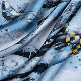 'American Patrol' WW2 fighters silk pocket square in blue & white (42 x 42cm)