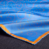 Chronos watch dial design silk pocket square in mid blue by Otway & Orford