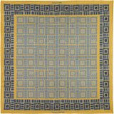 City Squares repeat pattern silk pocket square in gold & blue by Otway & Orford