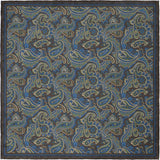 'Cypress' paisley silk pocket square in gold, brown, blue & green (42 x 42cm)