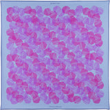 'Dot Dash' polka dot silk pocket square in blue with mauve & pink (42 x 42cm)