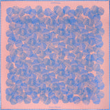 'Dot Dash' polka dot silk pocket square in pink with blue dots by Otway & Orford