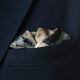 'Heritage in Motion' off-roader silk pocket square by Otway & Orford folded in top pocket