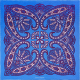 Kaleidoscope paisley design silk pocket square in blue, burgundy & cream by Otway & Orford