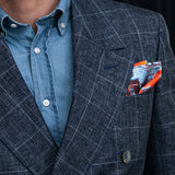 'Lone Fighter' Spitfire silk pocket square in orange (33 x 33cm)