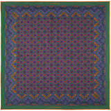 Millefiori silk pocket square in green, blue & orange by Otway & Orford