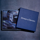 1960s GT car silk pocket square in grey & silver by Otway & Orford in gift box