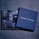 1960s GT car silk pocket square in grey & silver by Otway & Orford in gift box