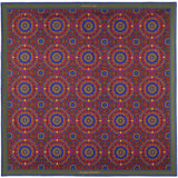 Whirligig medallion silk pocket square in red, green, blue & gold by Otway & Orford