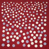 Polka dots design silk pocket square in maroon with grey and cream by Otway & Orford folded