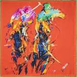 Polo silk pocket square in red by Otway & Orford