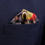 Rugby silk pocket square in red, green and blue by Otway & Orford folded 2