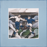 Vintage football silk pocket square in blue by Otway & Orford