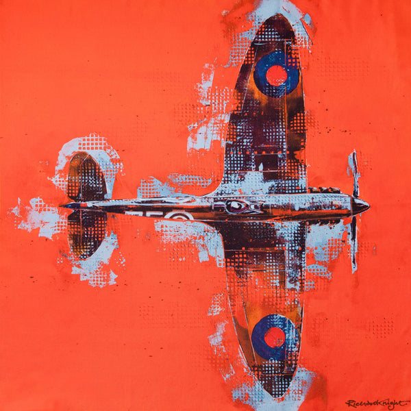 Lone Fighter Spitfire silk pocket square by Otway & Orford in collaboration with Richard Knight