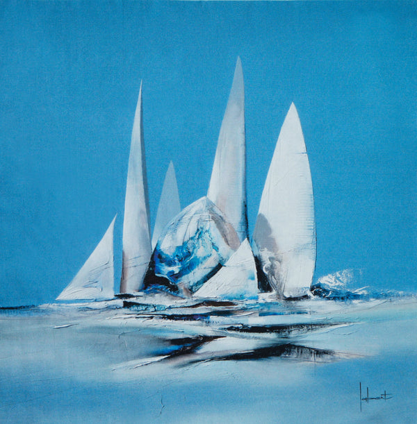 Blue Bird sailing silk pocket square by Otway & Orford in collaboration with Pierre Joubert