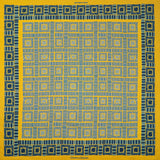 Squares design silk pocket square in gold & blue by Otway & Orford