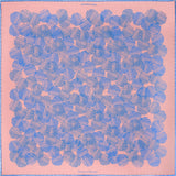 'Dot Dash' polka dot silk pocket square in pink with blue dots by Otway & Orford
