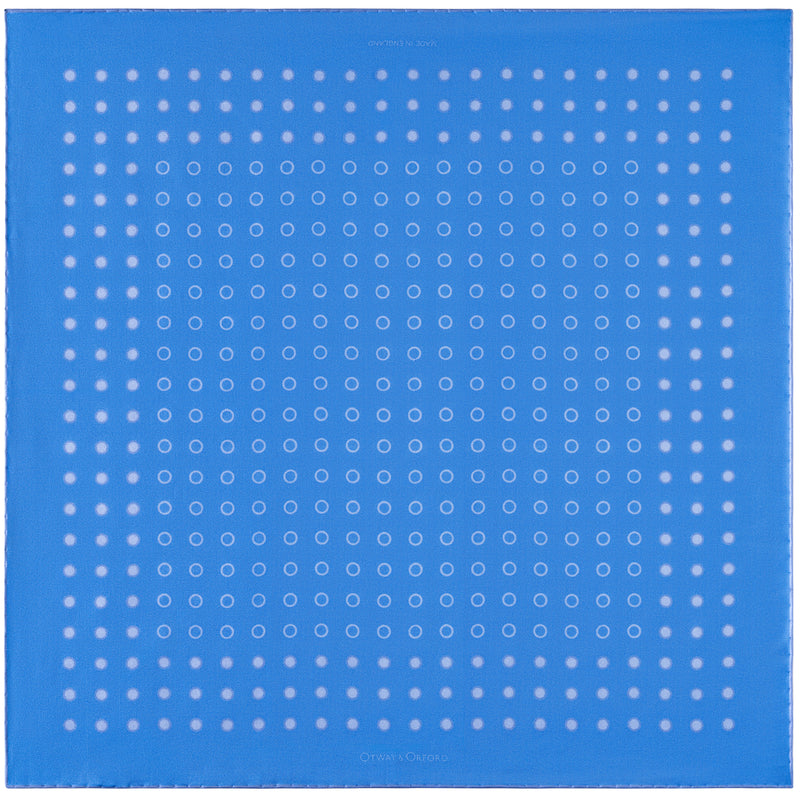 'Luna' polka dot silk pocket square in mid blue by Otway & Orford