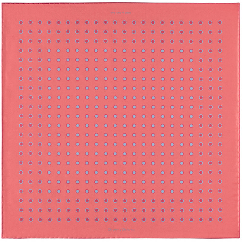 'Luna' polka dot silk pocket square in dusky pink by Otway & Orford