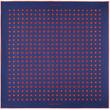 Luna polka dot silk pocket in blue with red dots by Otway & Orford