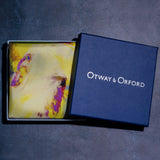 Baseball silk pocket square in yellow, green & navy blue by Otway & Orford in gift box