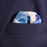 Battle of Britain silk pocket square in blue by Otway & Orford folded