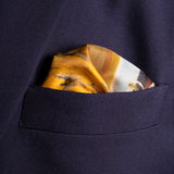 Battle of Britain silk pocket square in blue, gold & white by Otway & Orford folded