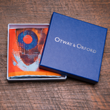 Spitfire silk pocket square in orange by Otway & Orford in gift box
