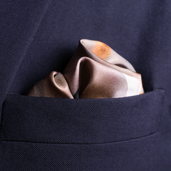 Cricket silk pocket square by Otway & Orford folded
