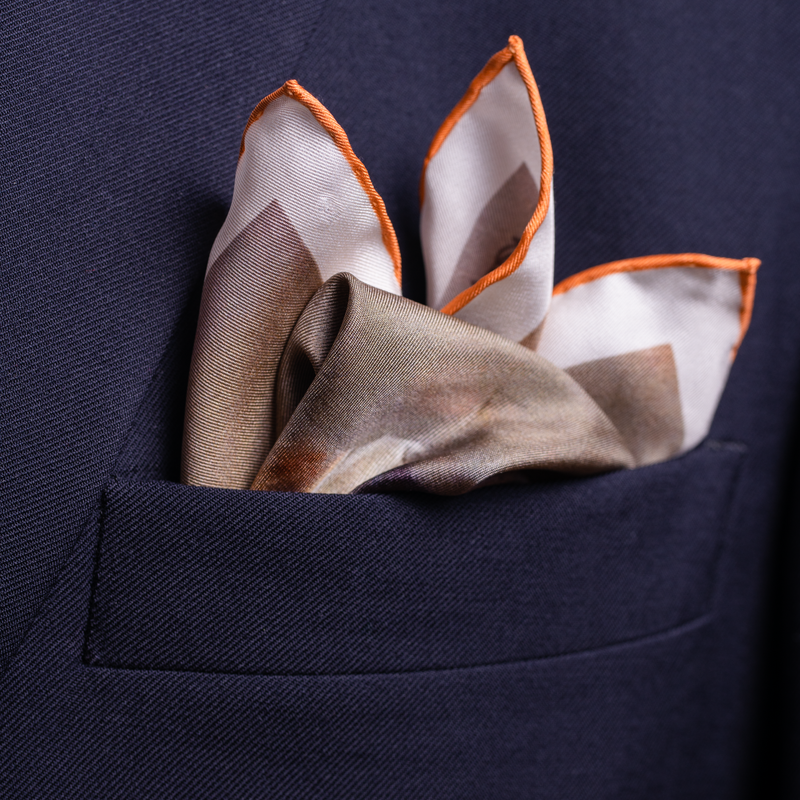 Cricket silk pocket square by Otway & Orford folded