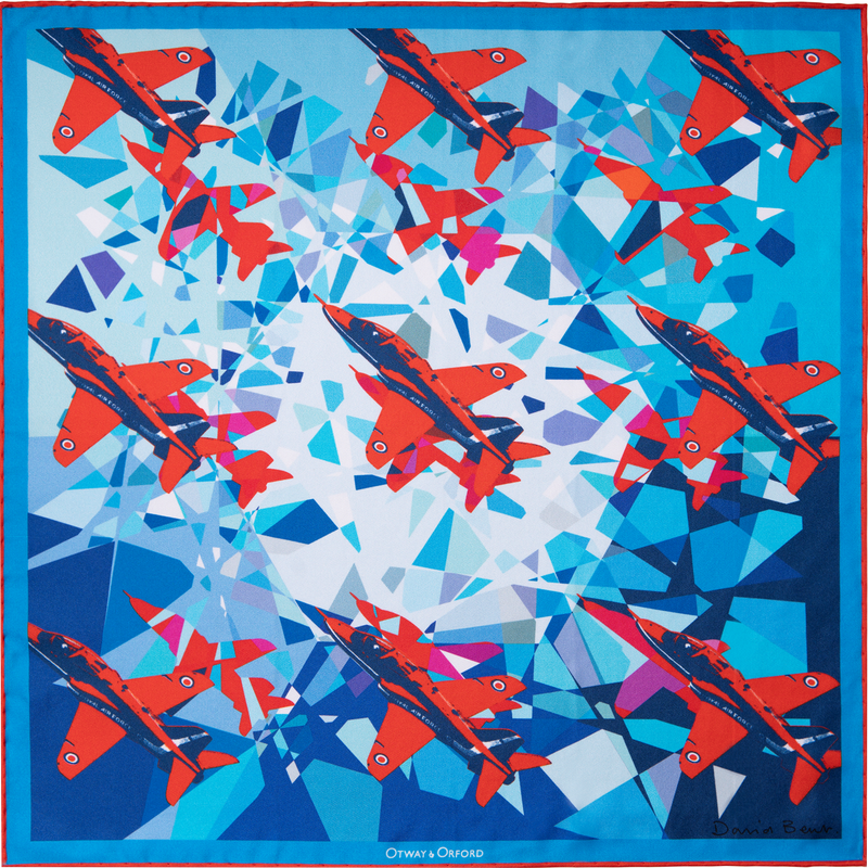 Red Arrows inspired silk pocket square in red and blue by Otway & Orford