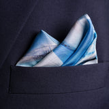 Sailing silk pocket square in blue by Otway & Orford folded 2